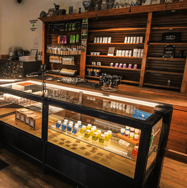 Hemp products inside retail store